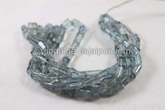 Moss Aquamarine Step Cut Pipe Beads